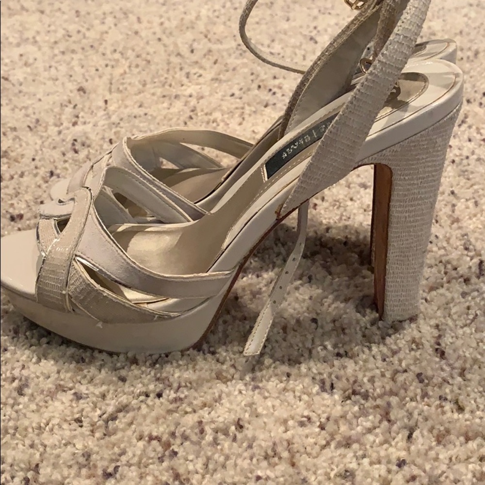 Cream Color Open Toe High Heels